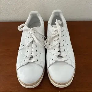 adidas | Shoes | Adidas Stan Smith Rare White Leather Raffia Sneakers ...